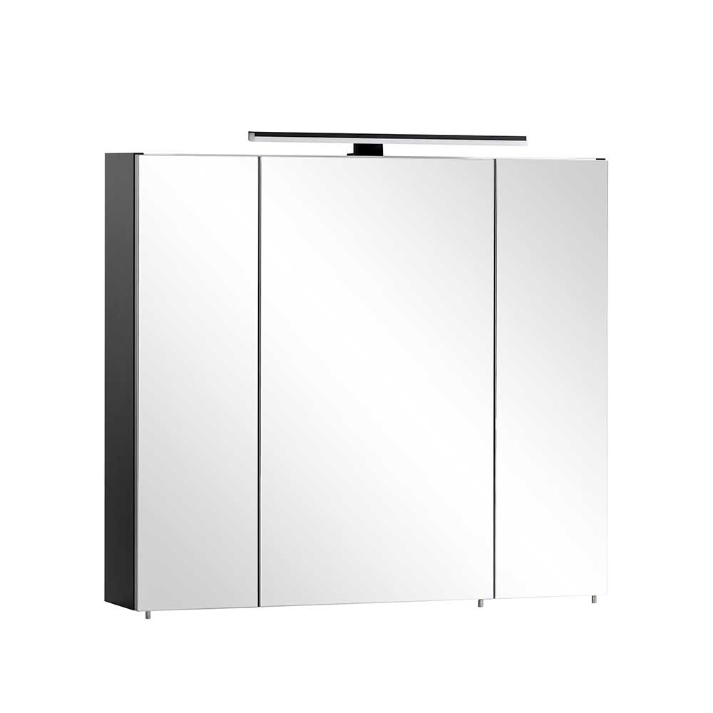 Schwarzer Bad-Spiegelschrank 3-türig - Riguna