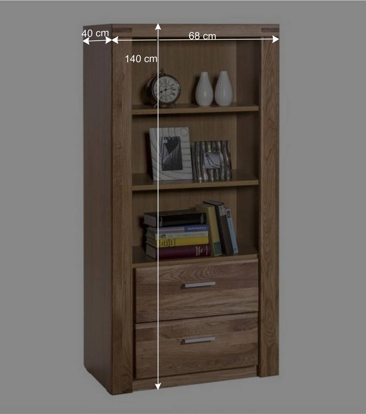 68x140x40 Wohnraum Regal aus Wildeiche - Maila