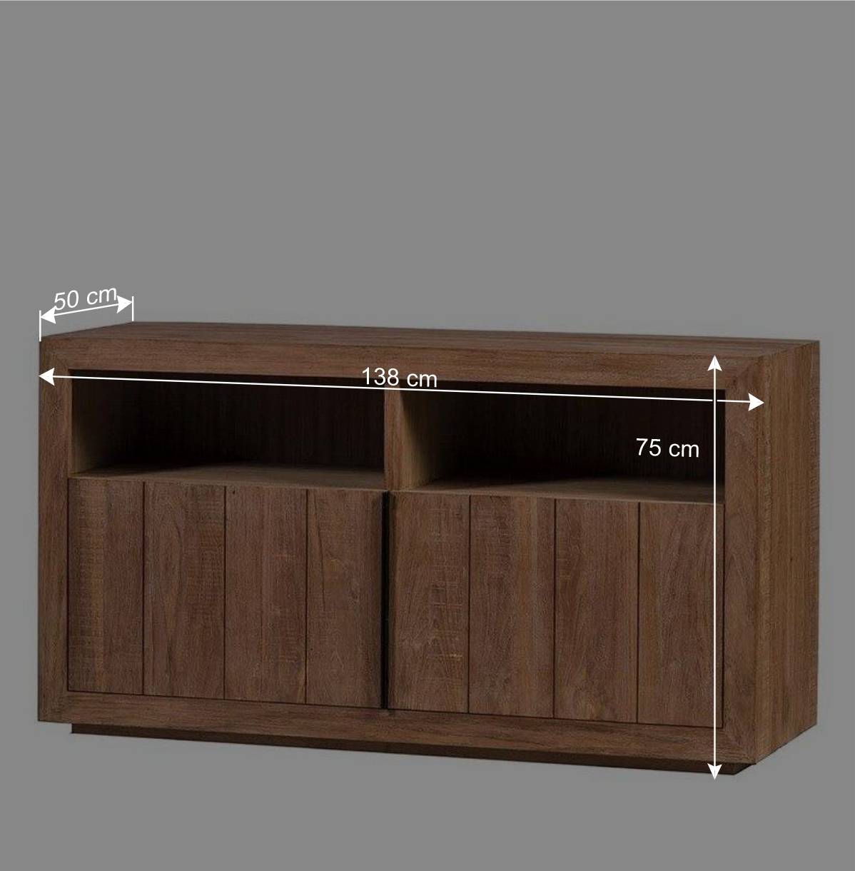 138x75x50 TV Kommode aus Teak Massivholz - Myons