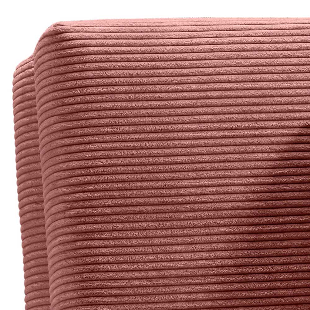 Detailansicht des weichen roten Cordbezugs des Schlafsofas – Isakin