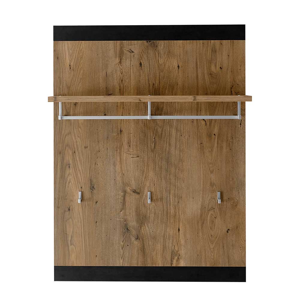 Hängegarderobe in Kastanie Holzoptik & Schwarz - Ebrican
