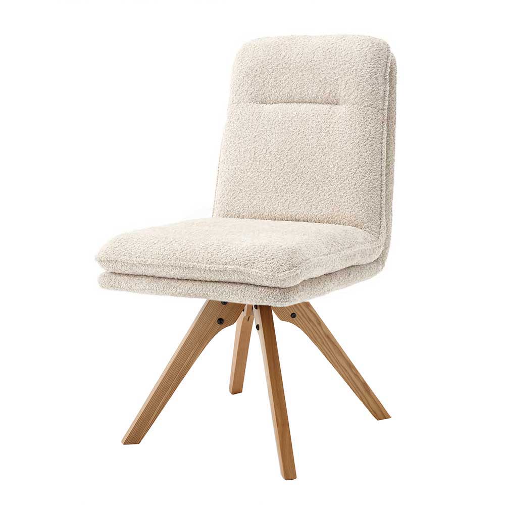 Boucle Stuhl mit Holz Drehgestell - Beluah (2er Set)