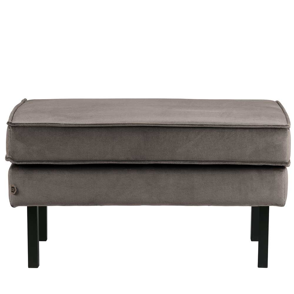 84 cm breiter Hocker mit Samt Taupe - Museo