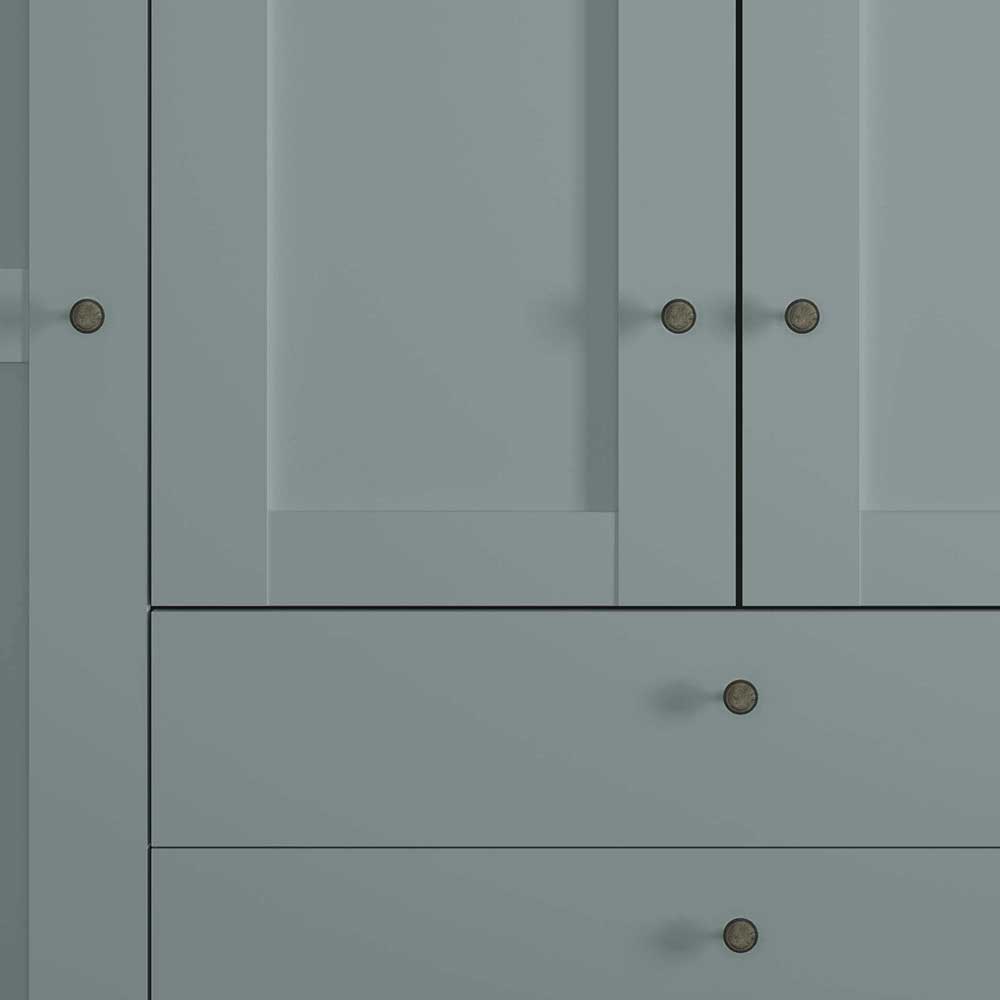 4-türiger Kombi-Kleiderschrank in Graugrün - Rajavo