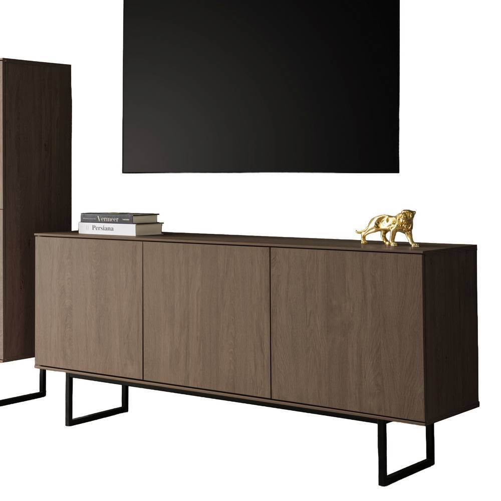Elegantes TV-Sideboard mit drei Türen und schwarzen Metallbeinen für das Wohnzimmer – Julado
