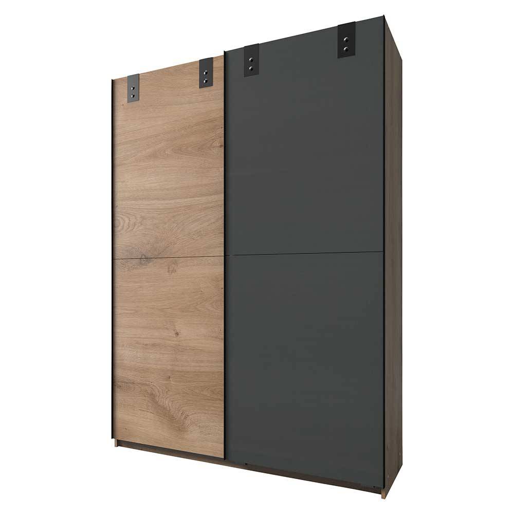 Zweifarbiger Schiebetürenschrank in Holzoptik und Anthrazit mit eleganten Schiebetüren – Janeiro