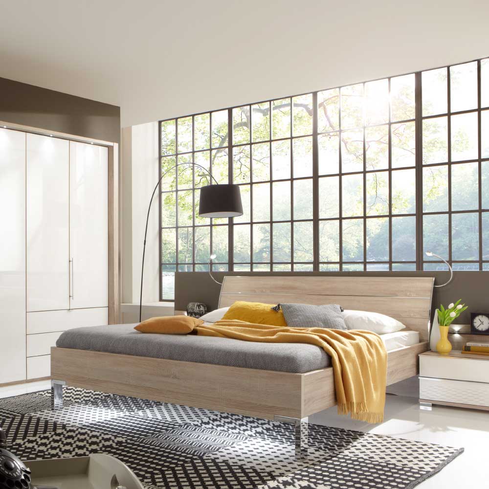 Schlafzimmer Komplettset Bosays in Weiß Eiche Sonoma (vierteilig)