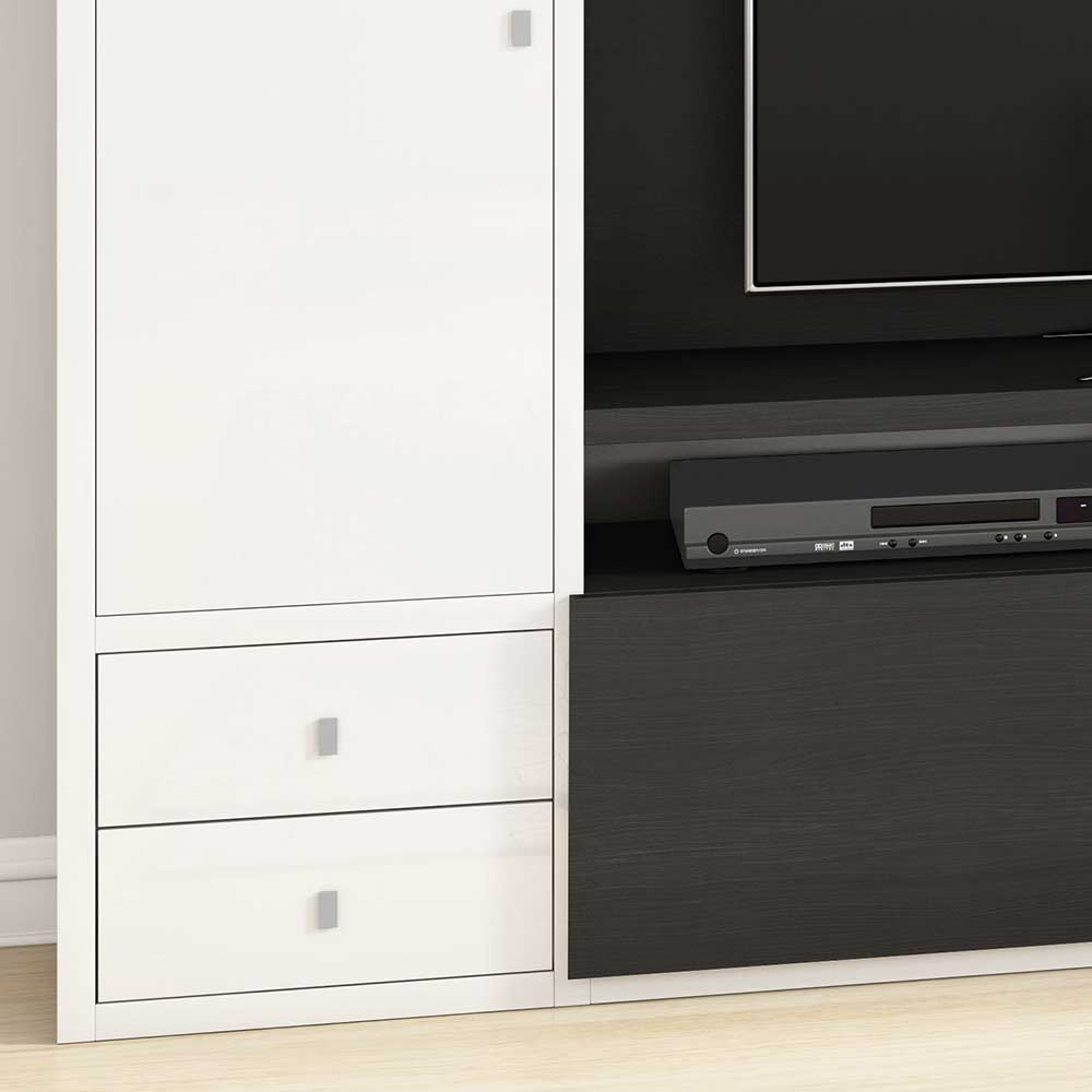 310 cm breites Regal mit TV Board in Weiß - Lino