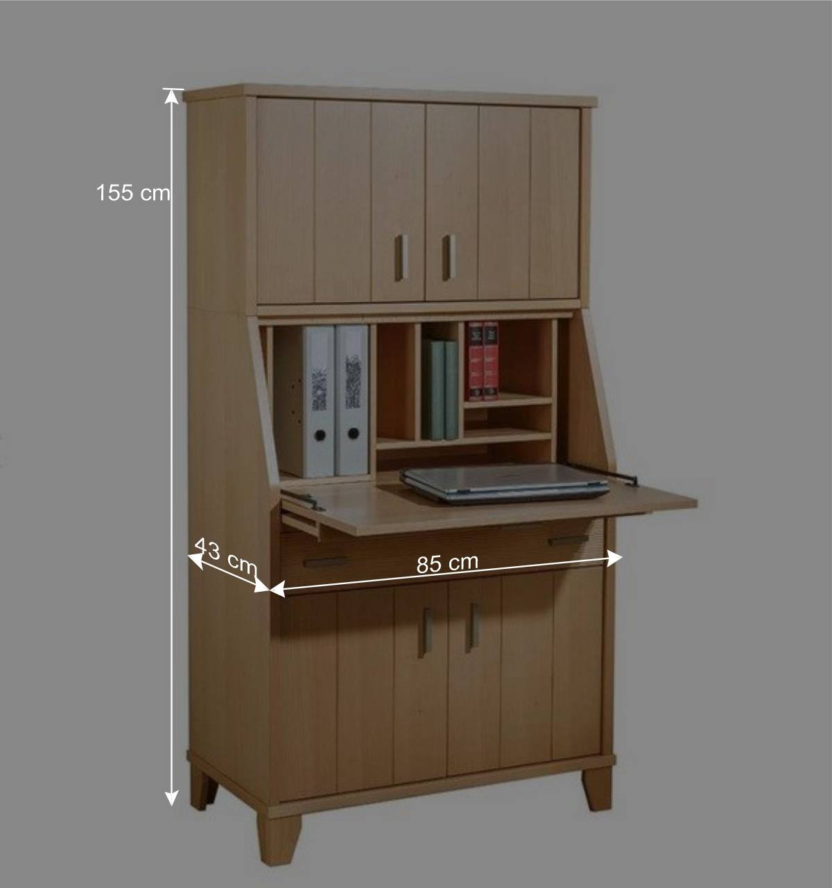 Schrank mit Schreibklappe in Buche Natur - Lidoral