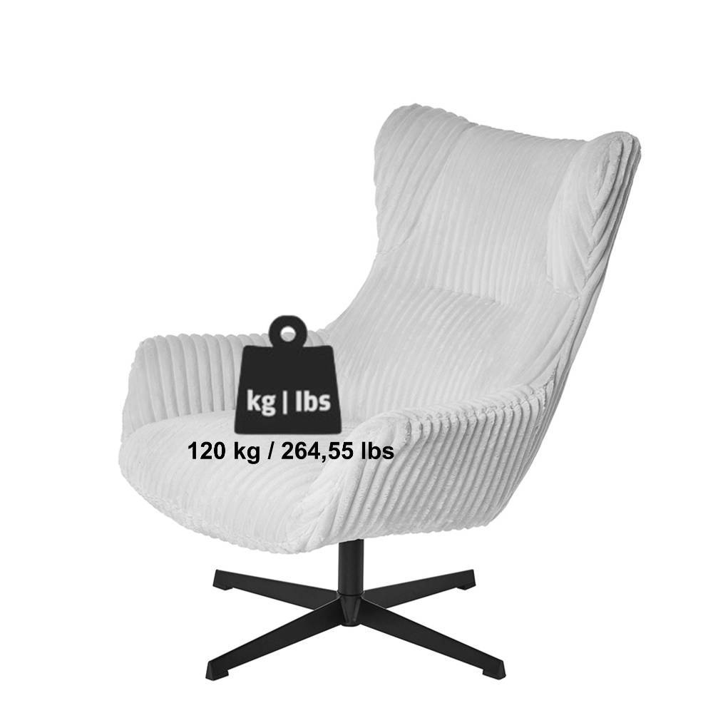 Drehbarer Designsessel in Offwhite Breitcord - Casir