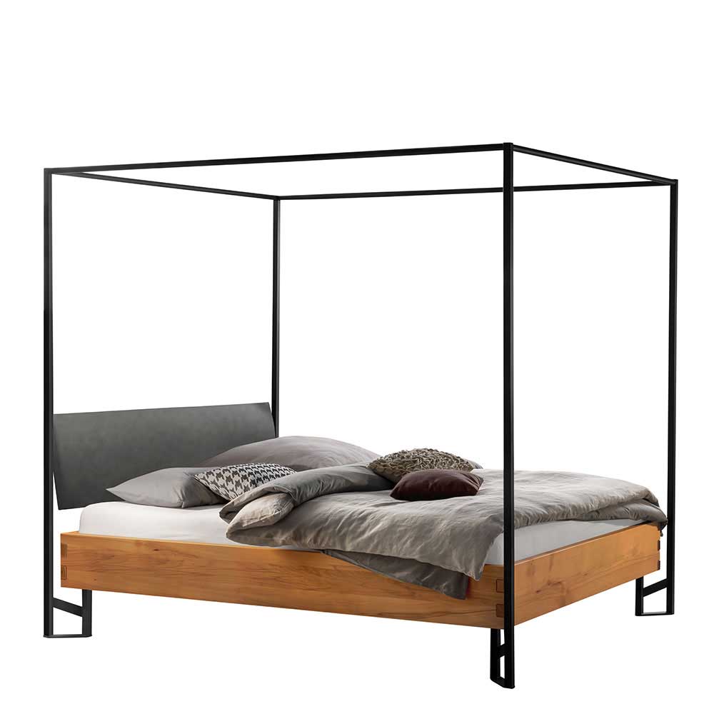 Modernes Himmelbett aus Wildbuche mit Metallgestell - Flyma