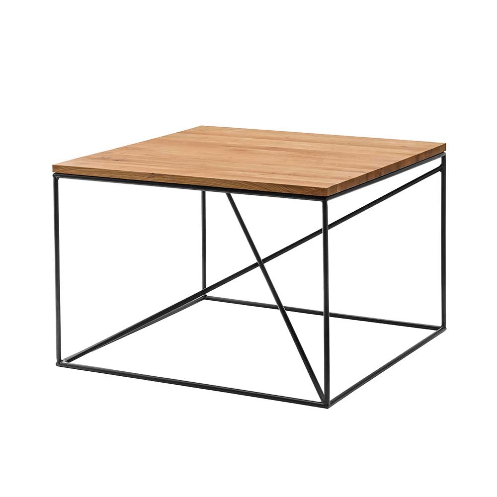 Asteiche Couchtisch mit Metall-Gestell - Sanfradia
