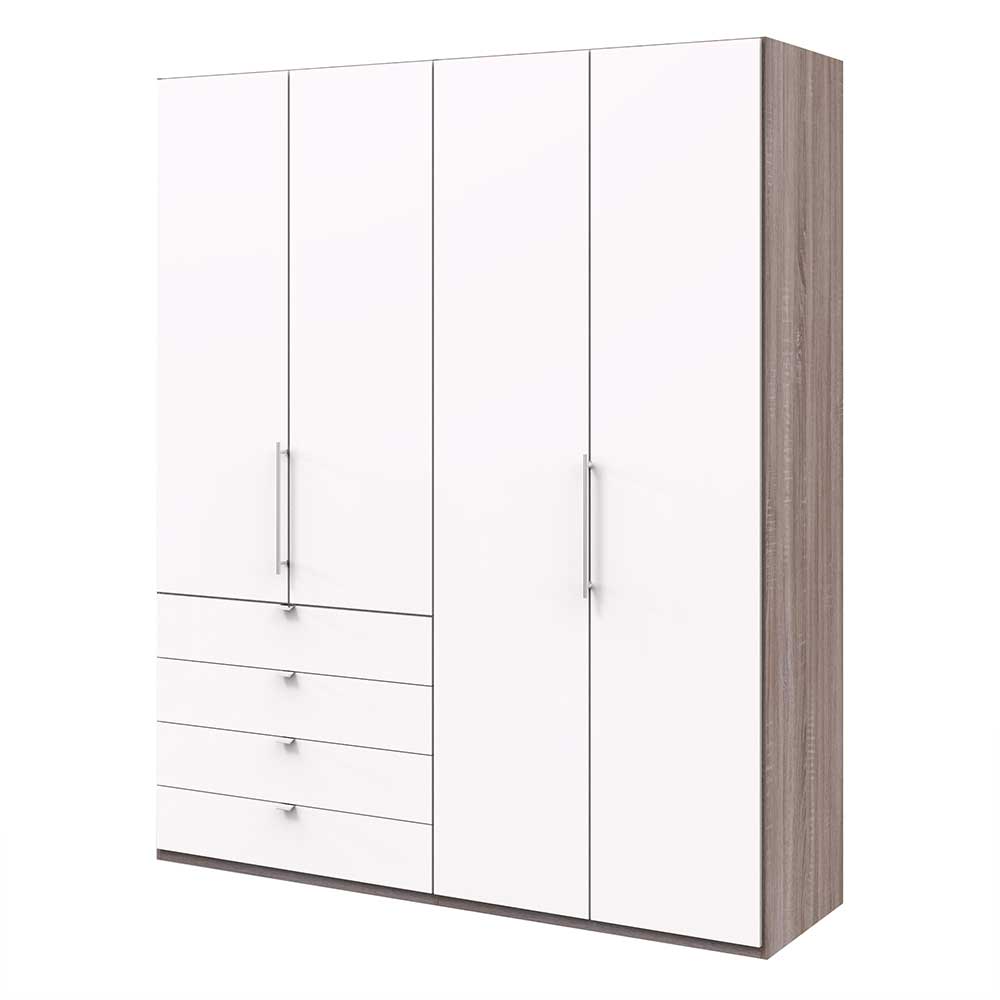Schlafzimmerschrank in Weiß & Eiche dunkel - Tivierto