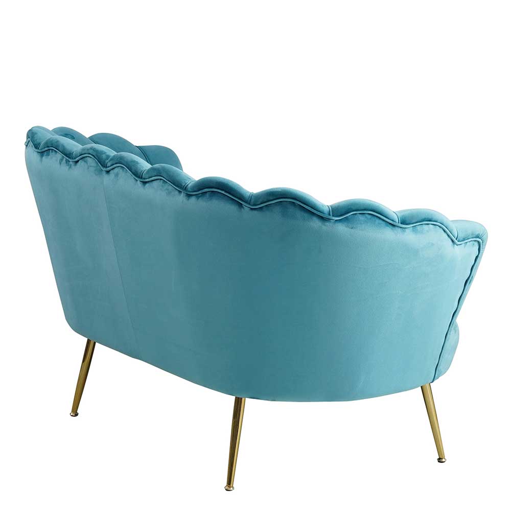 Muschel Designsofa in Blau Samt - Jeeni