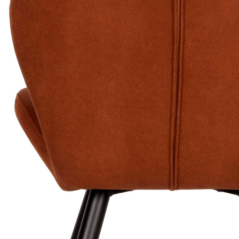Polsterstuhl aus Microfaser in Cognac Braun - Flippo (2er Set)