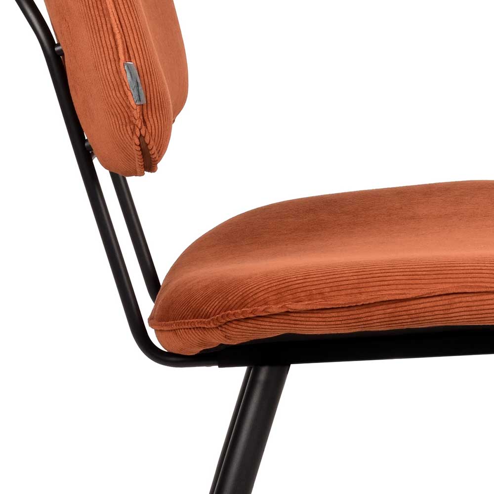 Retro Küchenstuhl in Rost Braun Cord-Bezug - Candeloco (2er Set)