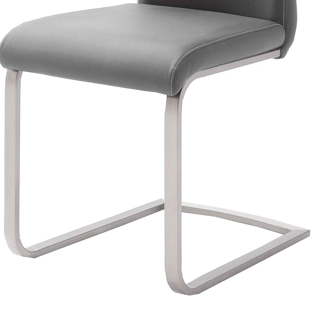 Freischwinger Esszimmerstuhl Kunstleder Jector in Grau (4er Set)