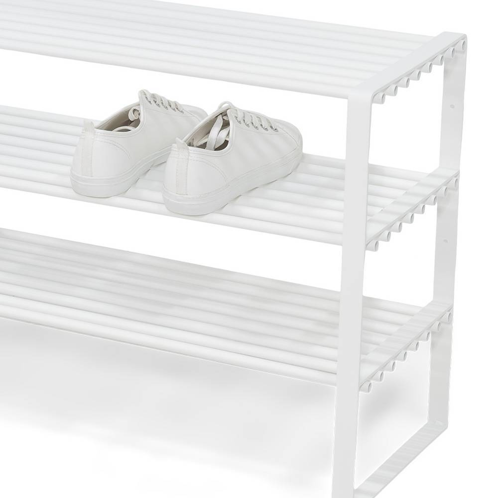 Weißes Schuhregal mit drei Ebenen für Flur und Diele, inklusive Sneakers – Torosma