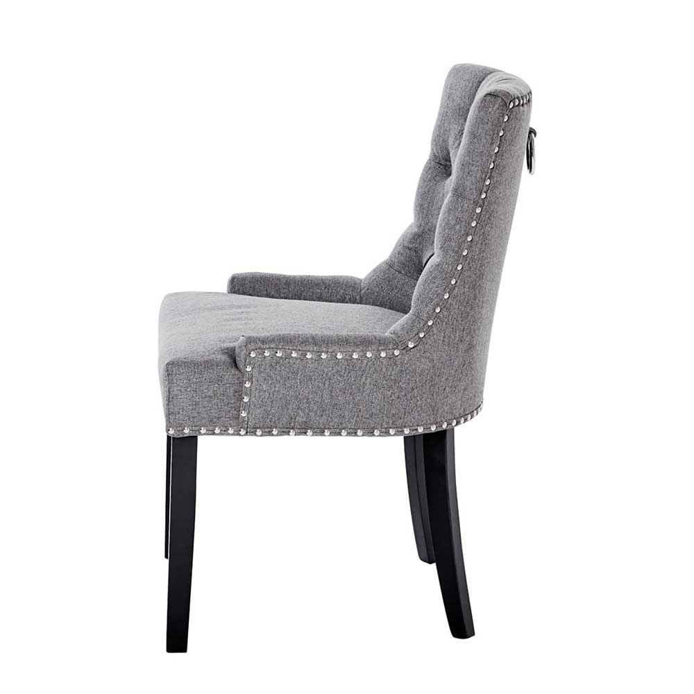 Chesterfield Stuhl in Grau meliert und Schwarz - Menton