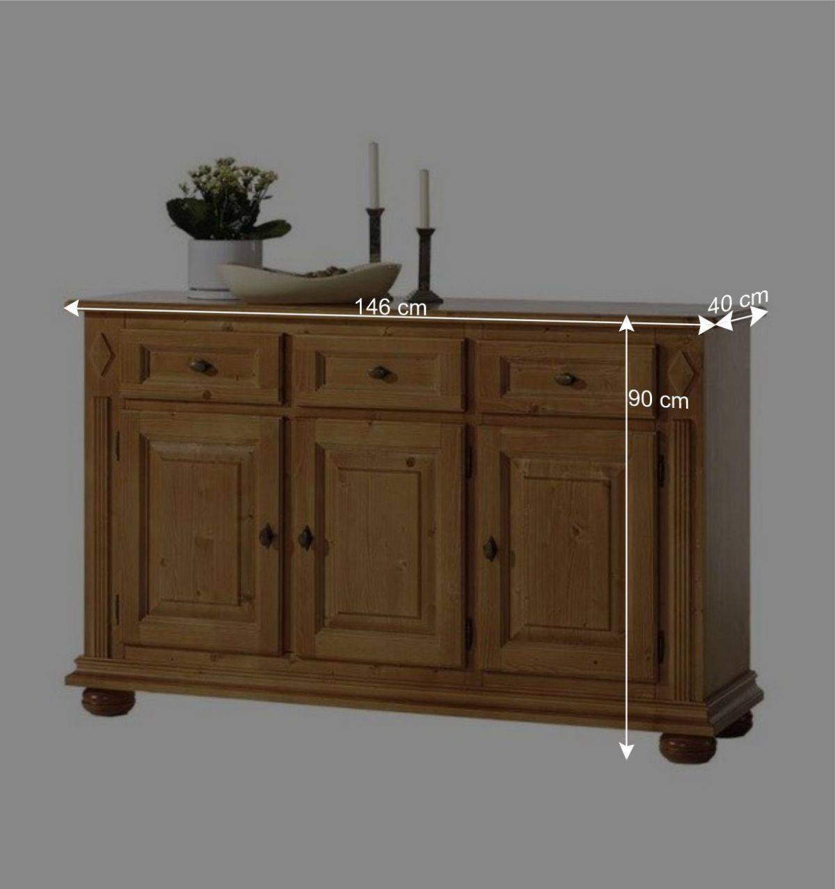 Landhaus Sideboard Terezza aus Fichte Massivholz