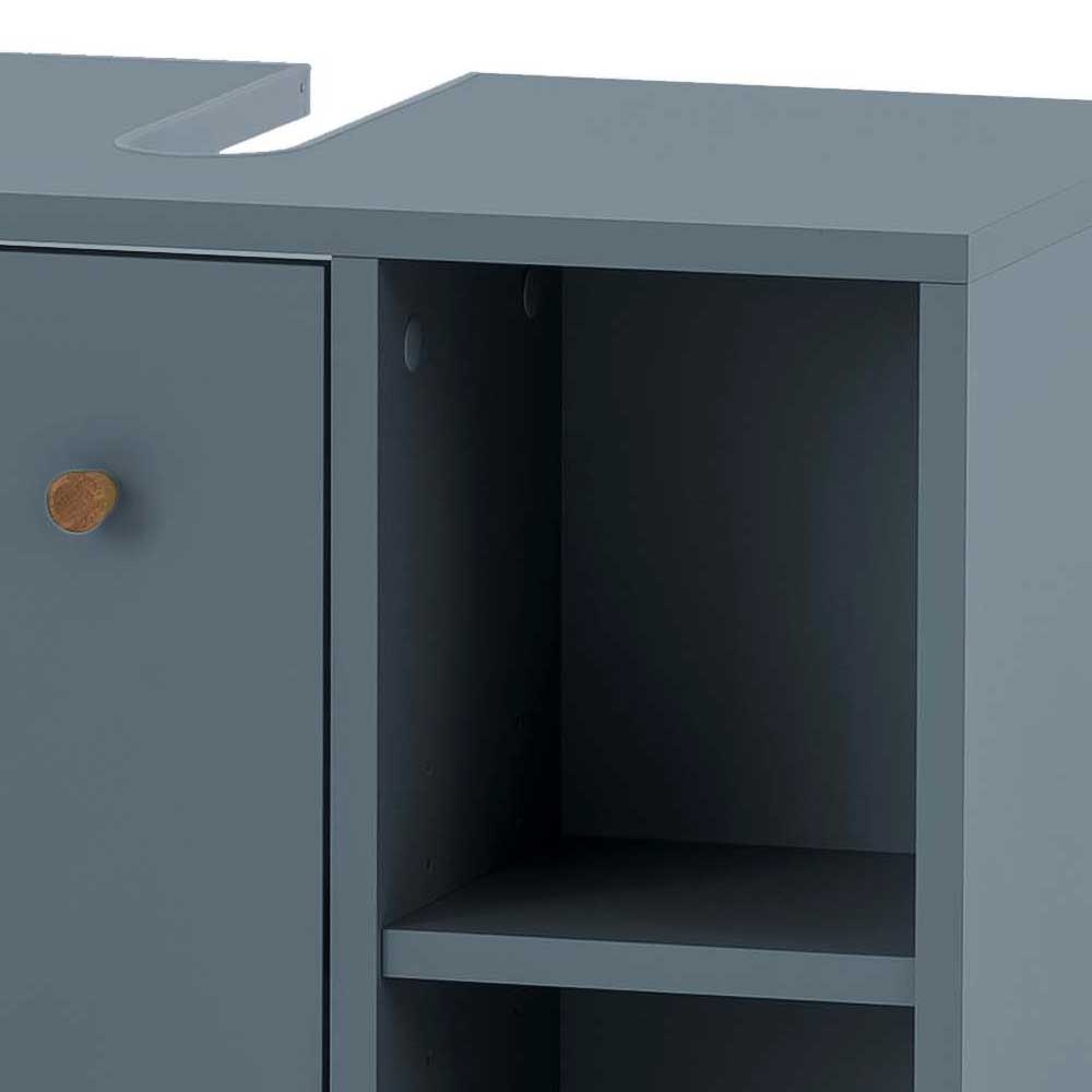 Waschbeckenschrank in Petrol Blau & Eiche - Matrera