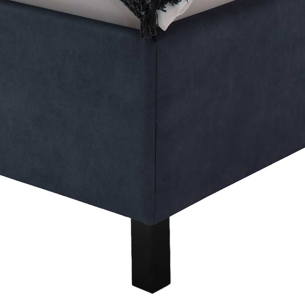 Polsterbett in Blaugrau & Schwarz - Renzo