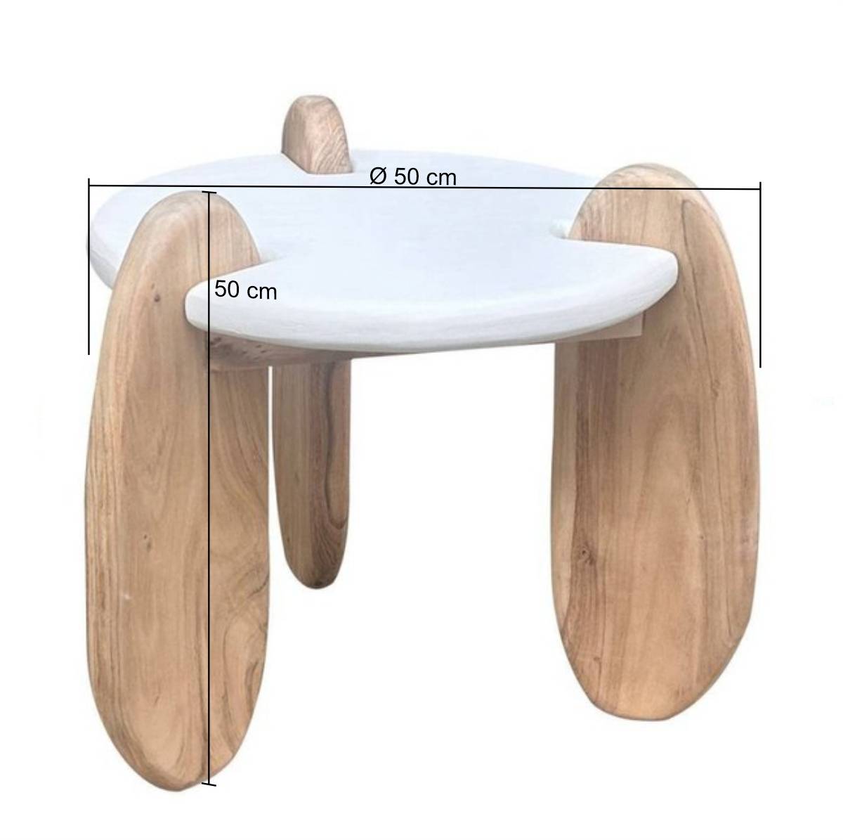 Skandi-Design-Beistelltisch in Naturweiß und Akazie - Usilvea