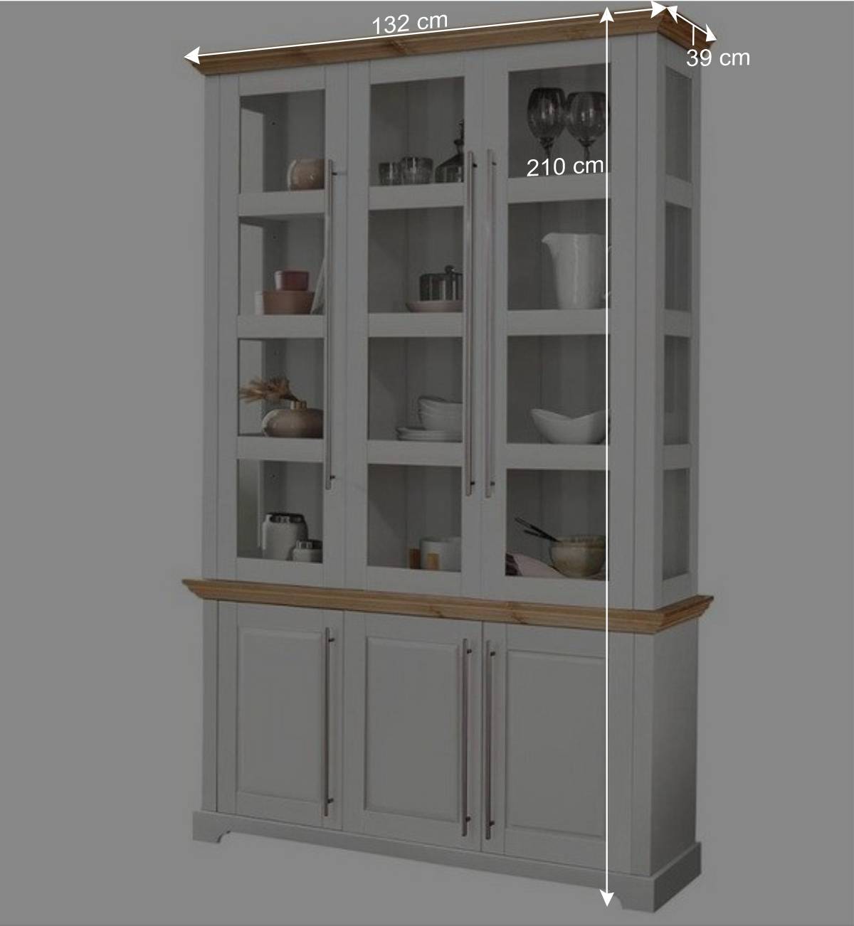 Vitrine aus Holz mit Metall Stangengriffen - Eyzaco