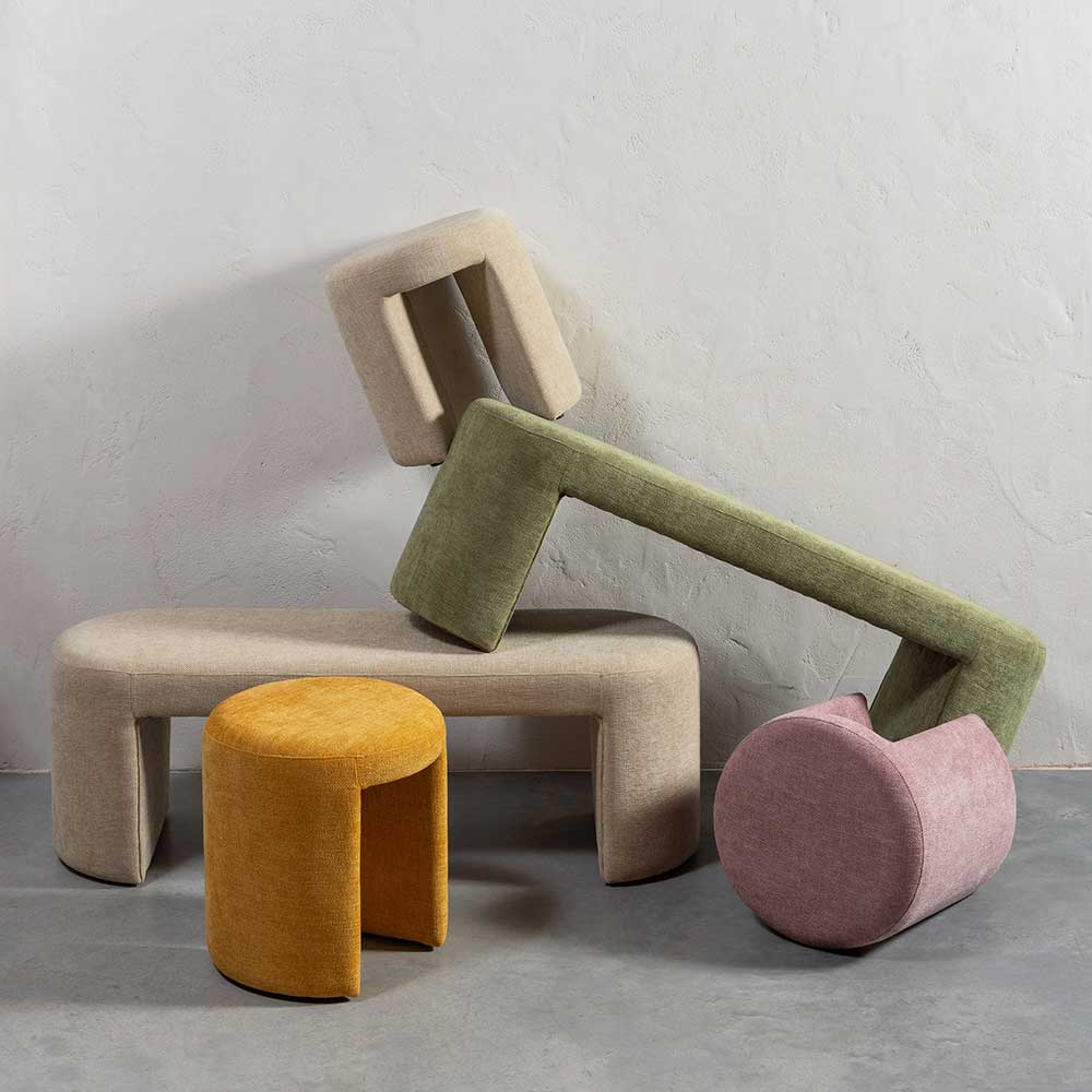 Design Polsterbank in Beige Chenille - Settings