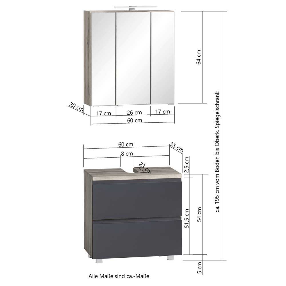 Badezimmermöbel Komplettset modern - Jambi (fünfteilig)