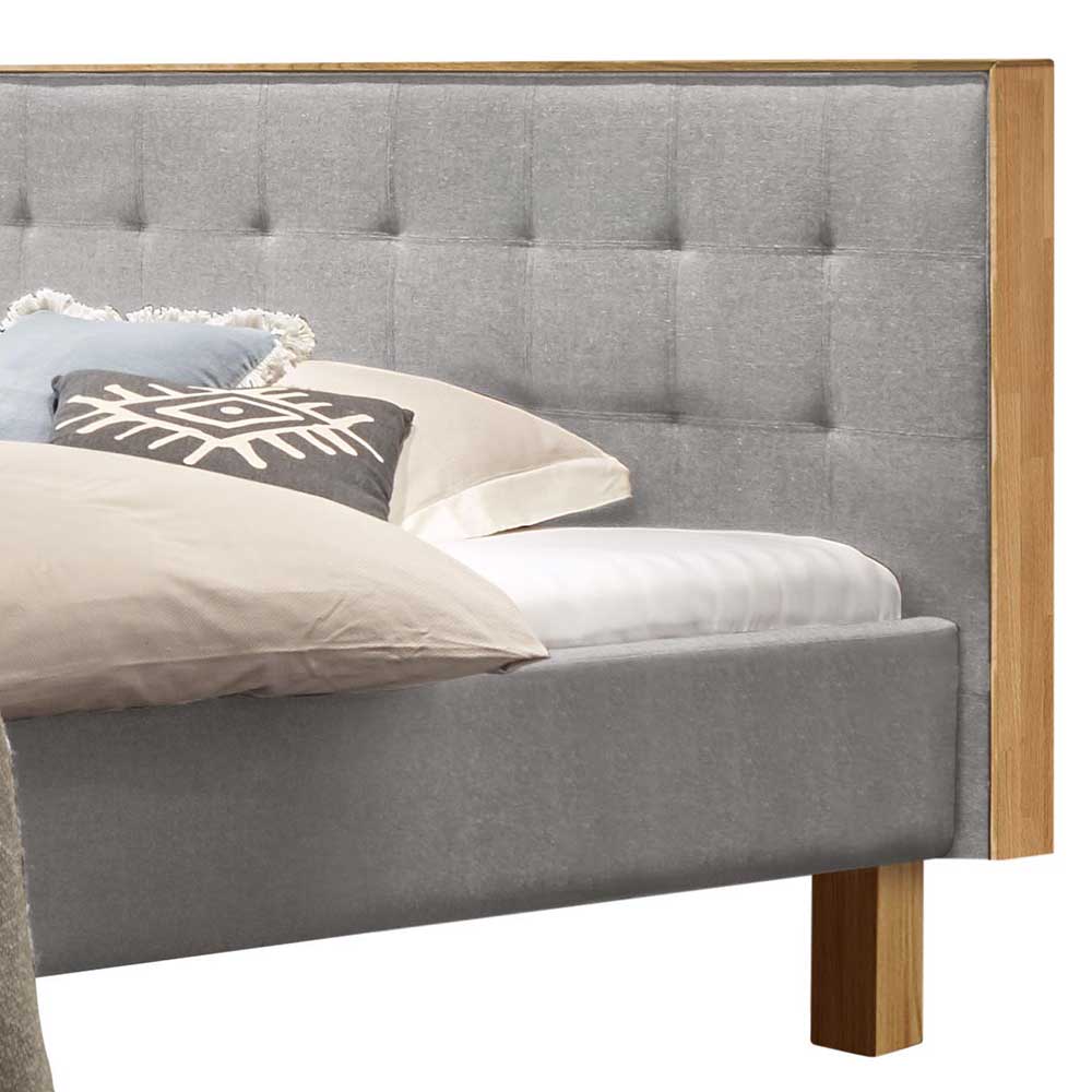 Elegantes Polsterbett in Grau & Eiche Bianco - Dane