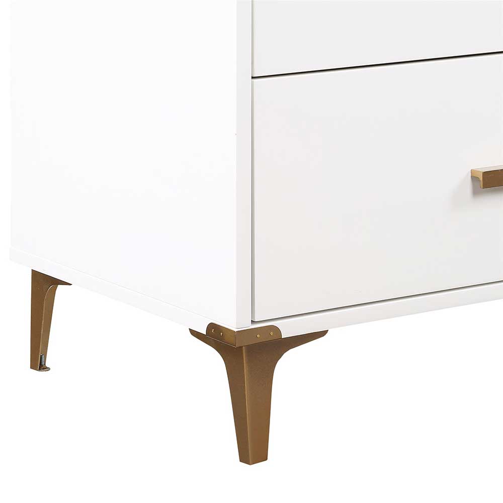 91x81x46 cm Kommode in Weiß und Messing - Onan