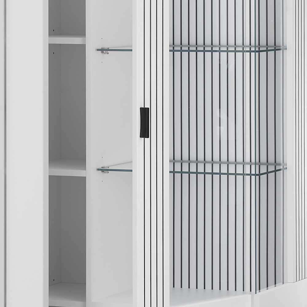 Weiße Wohnzimmerschränke & Wandboard im Set - Dualkos (vierteilig)