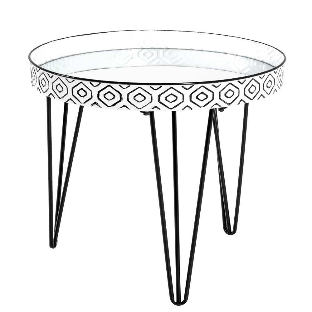 Runder Design Sofatisch mit Spiegelglas Platte - Delbra