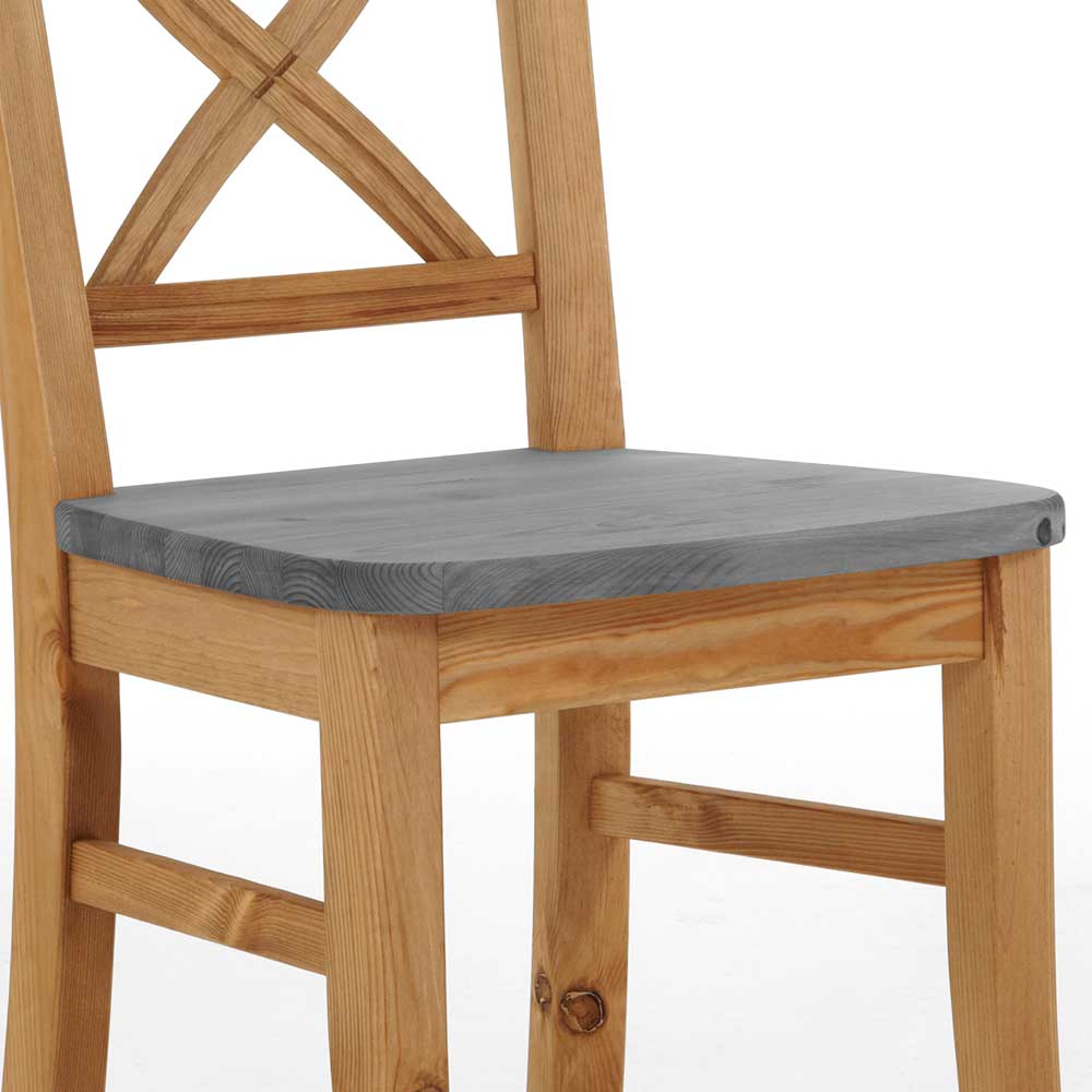 Landhaus Holzstuhl zweifarbig - Viensta (2er Set)