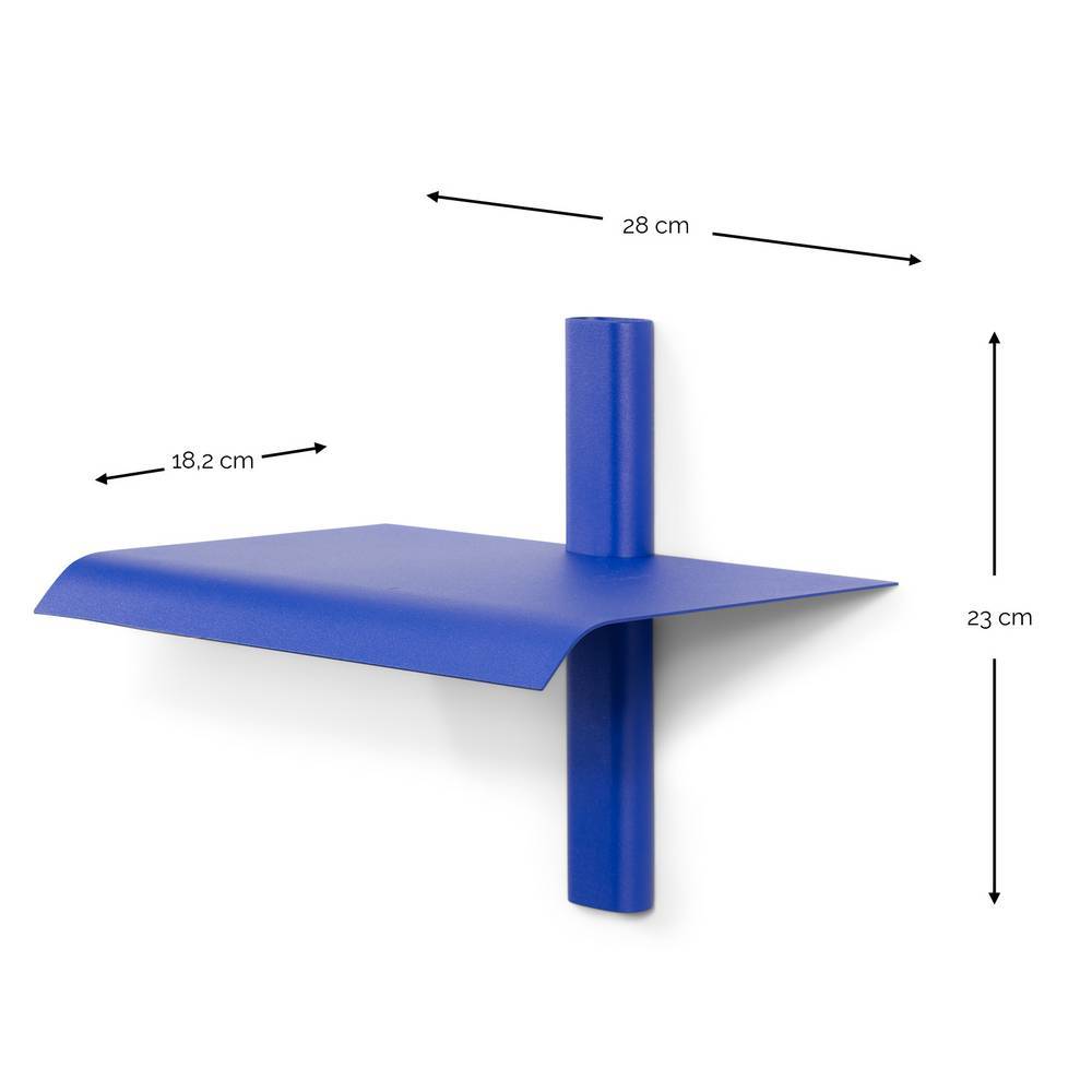 Blaues Wandregal mit Maßen und Abmessungen für die Wandmontage – Nikolan