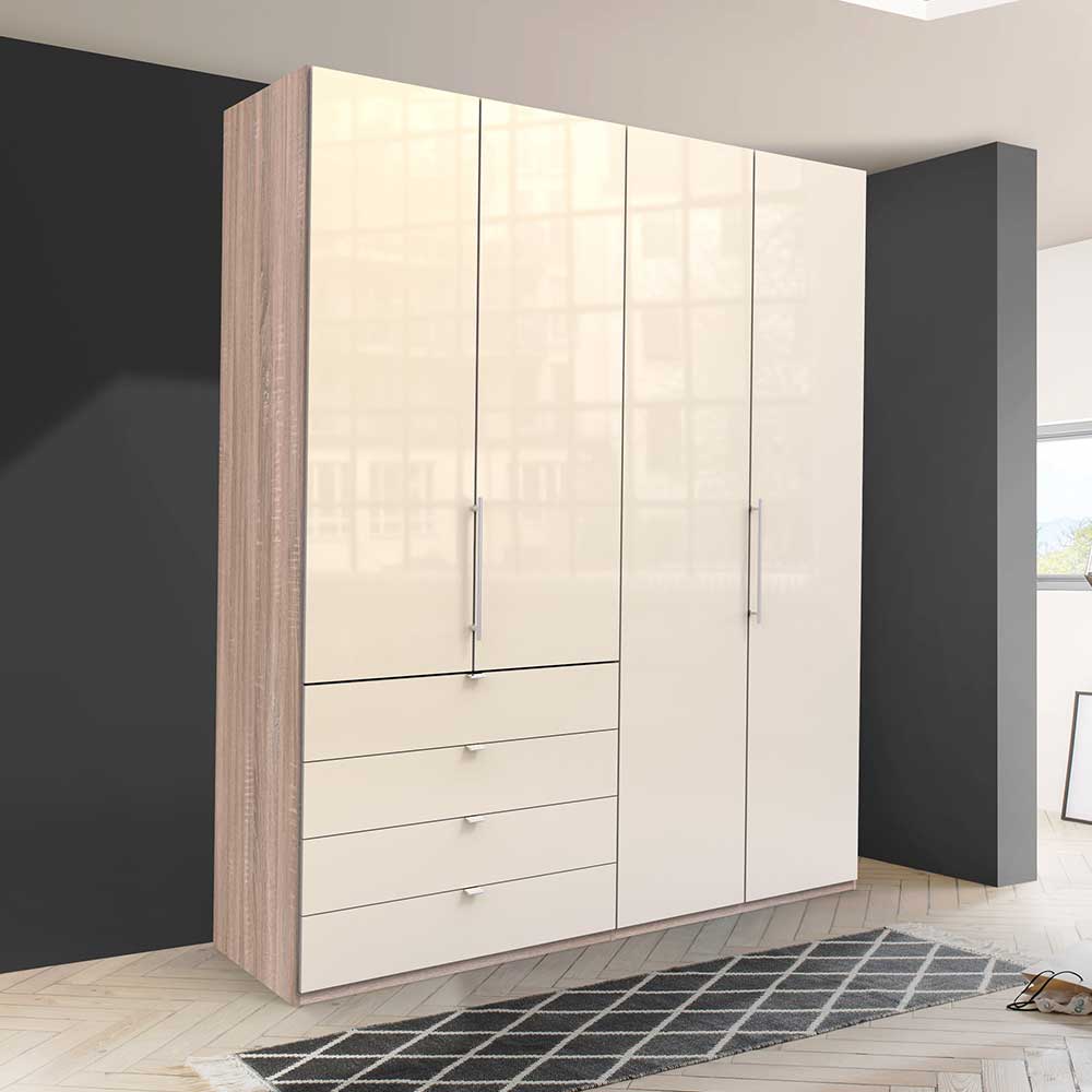 Schlafzimmerschrank mit 2 Falttüren und 4 Schubkästen - Rativian