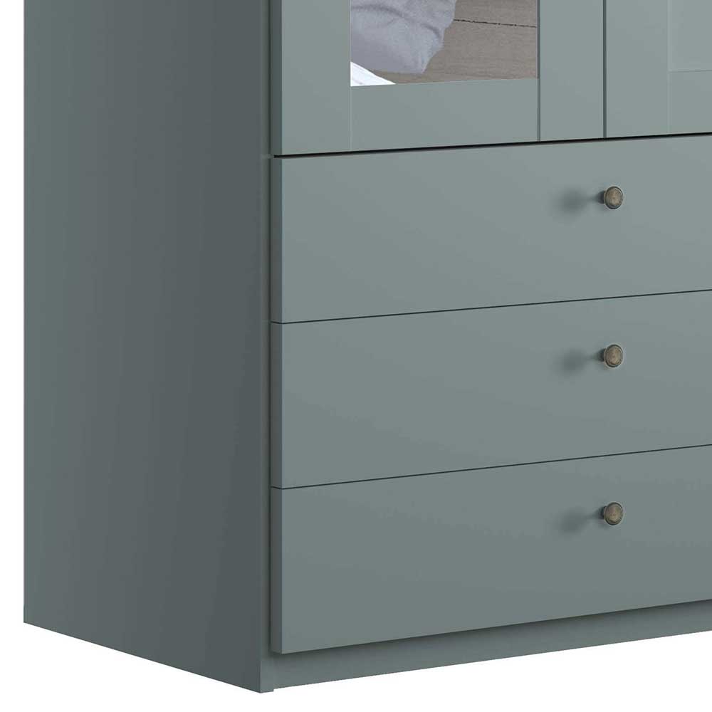 Kombi-Schlafzimmerschrank in Graugrün - Rajavo