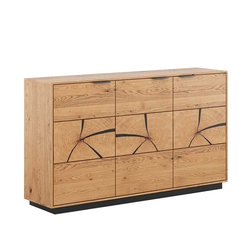 Eichenholz Sideboard mit Hirnholz Applikation - Deruta