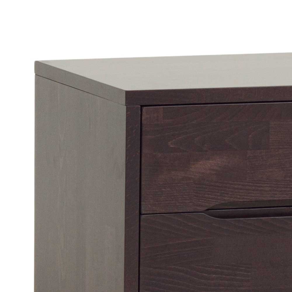 Wengefarbene Nachtkonsole obere Schublade aus Buche massiv mit integriertem Griff – Tazina