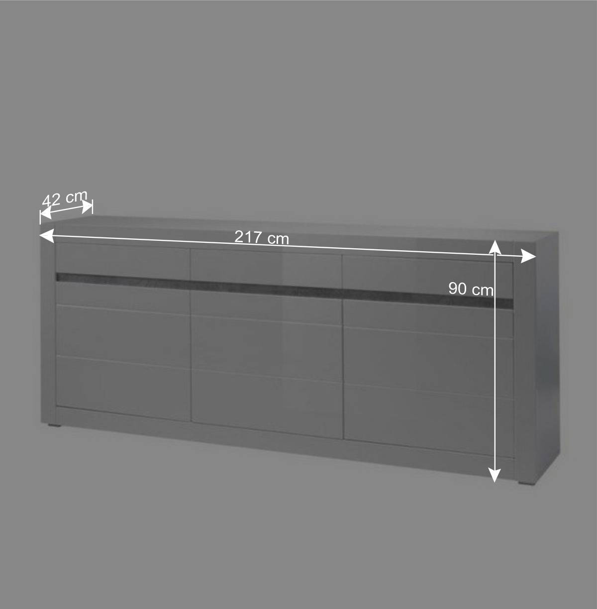 Sideboard mit 3 gedämpften Türen Mextra in Weiß Hochglanz