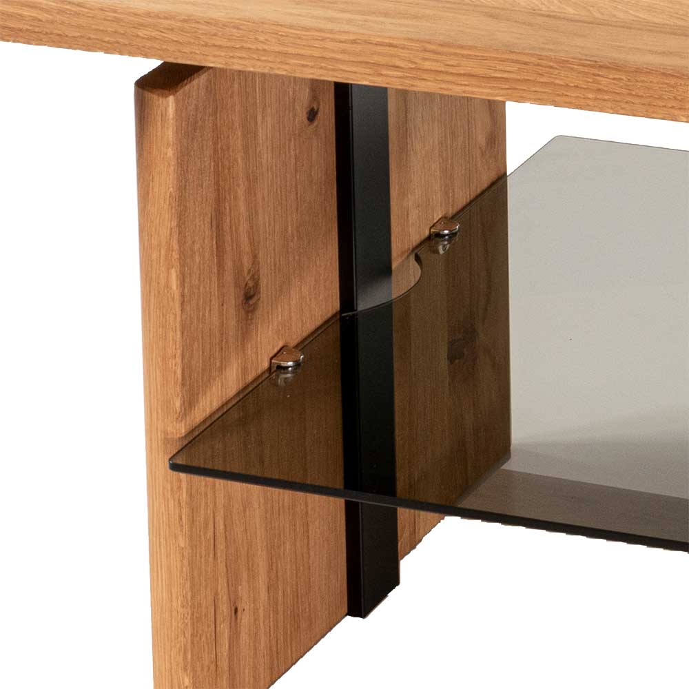 Höhenverstellbarer Sofatisch aus Eiche massiv - Gravura