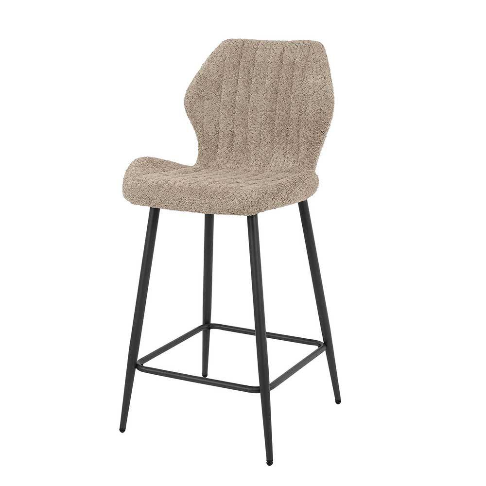 Barstuhl in Beige Boucle - Maja (2er Set)