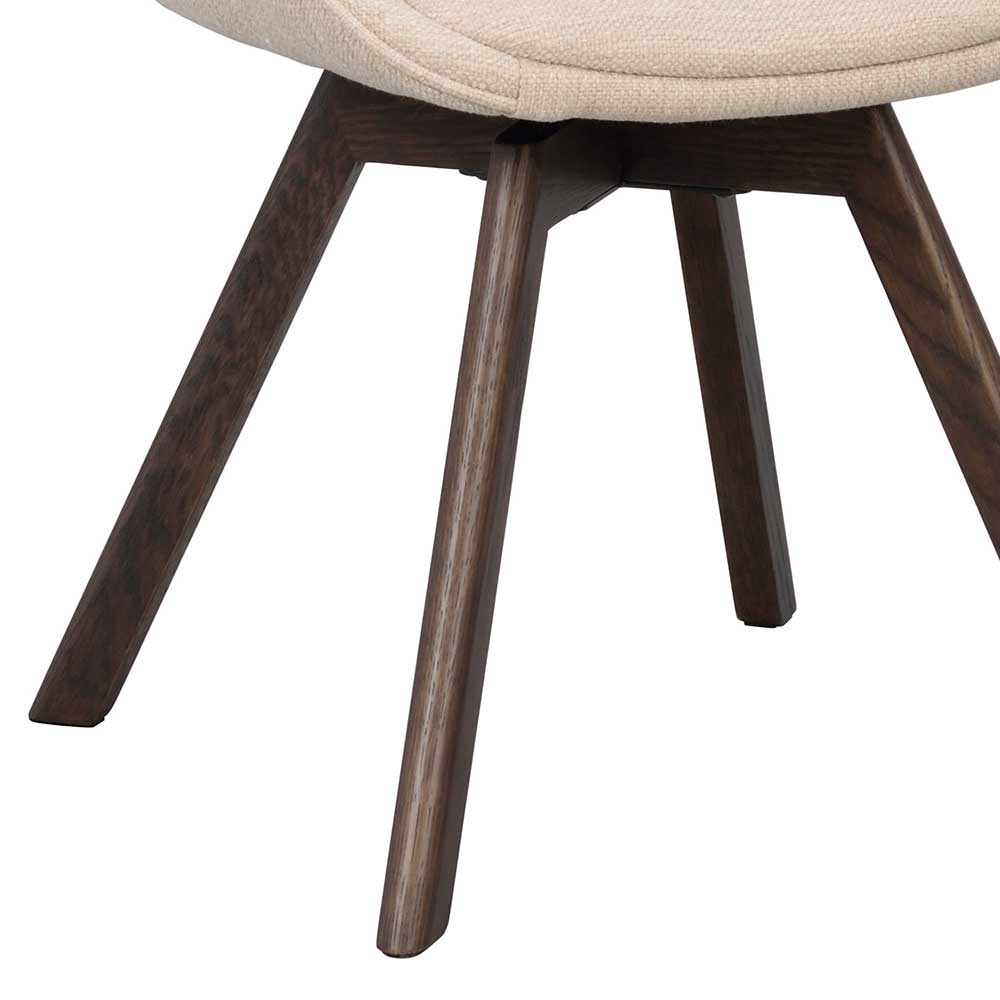 Schalenstuhl in Cremeweiß und Eiche Dunkelbraun - Erulina (2er Set)