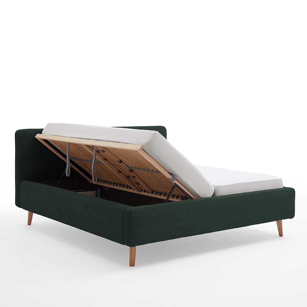 Doppelbett in Dunkelgrün Cord - Topra