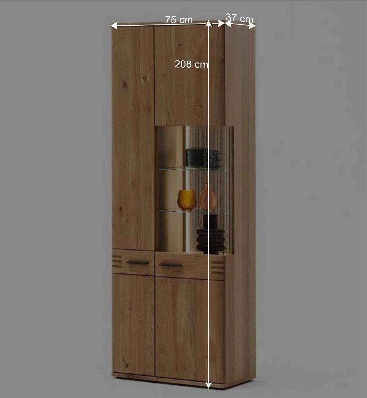 Stauraumvitrine Wohnzimmerschrank 2-türig - Crupean