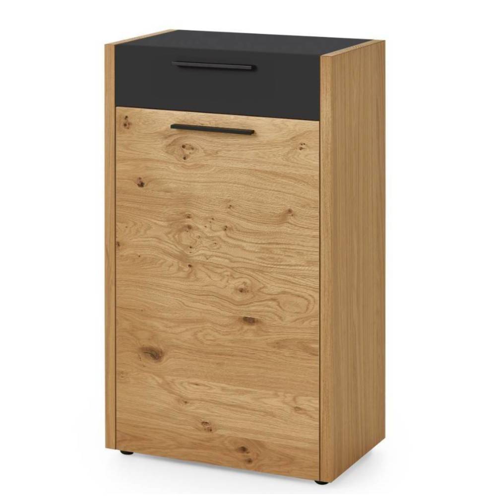 Gesamte Schuhkommode für Diele und Flur mit Holzdekor und dunkler Abdeckplatte – Lavenci