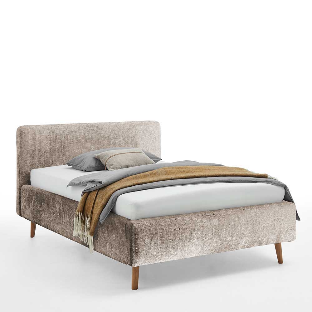 Stauraum Doppelbett in Beige Boucle - Lazium