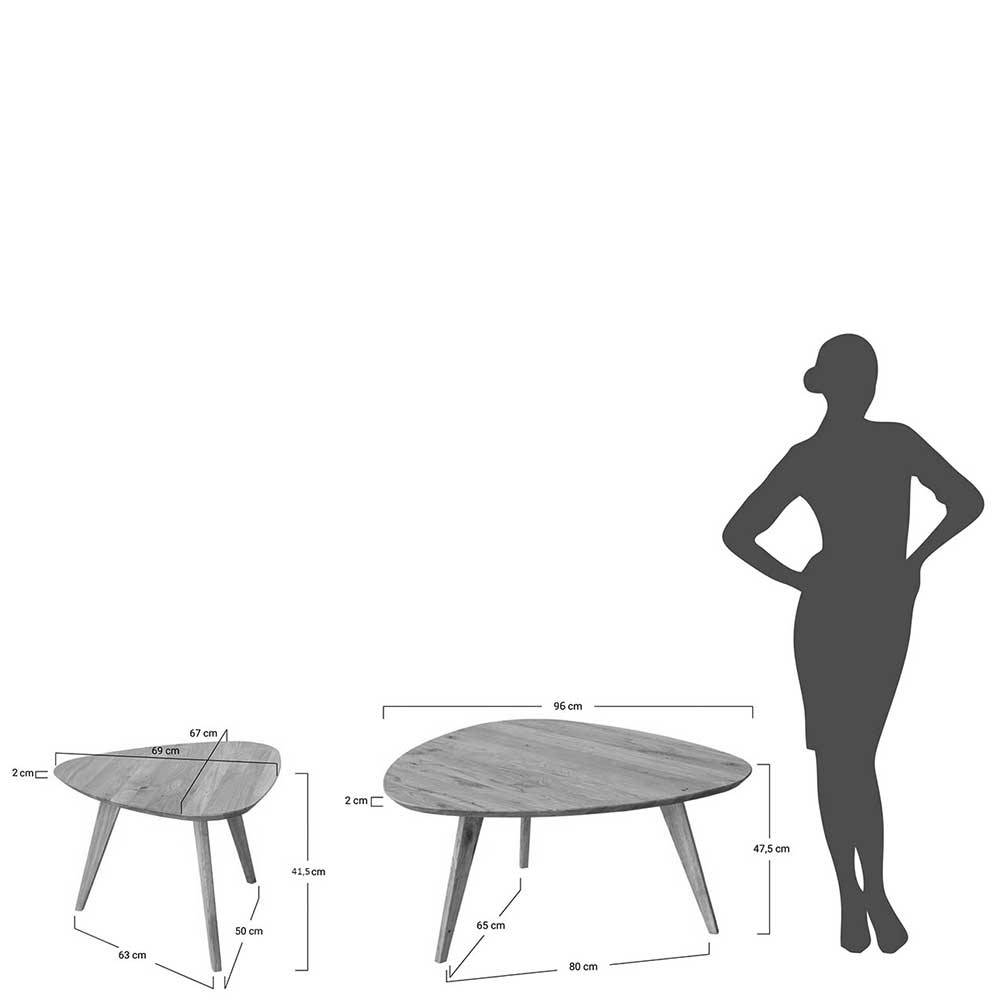 Retrostyle Couchtisch in dreieckigem Design - Anjo