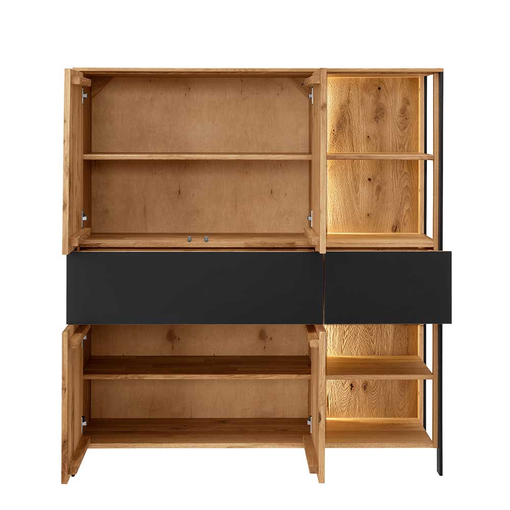128x143x42 Wohnzimmer Highboard mit LED Licht - Viligrana